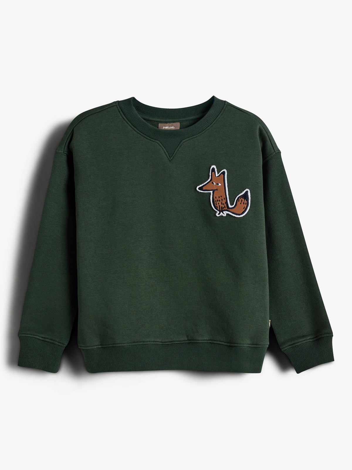 Sweatshirt med Fox Badge - Kids - Dark Green