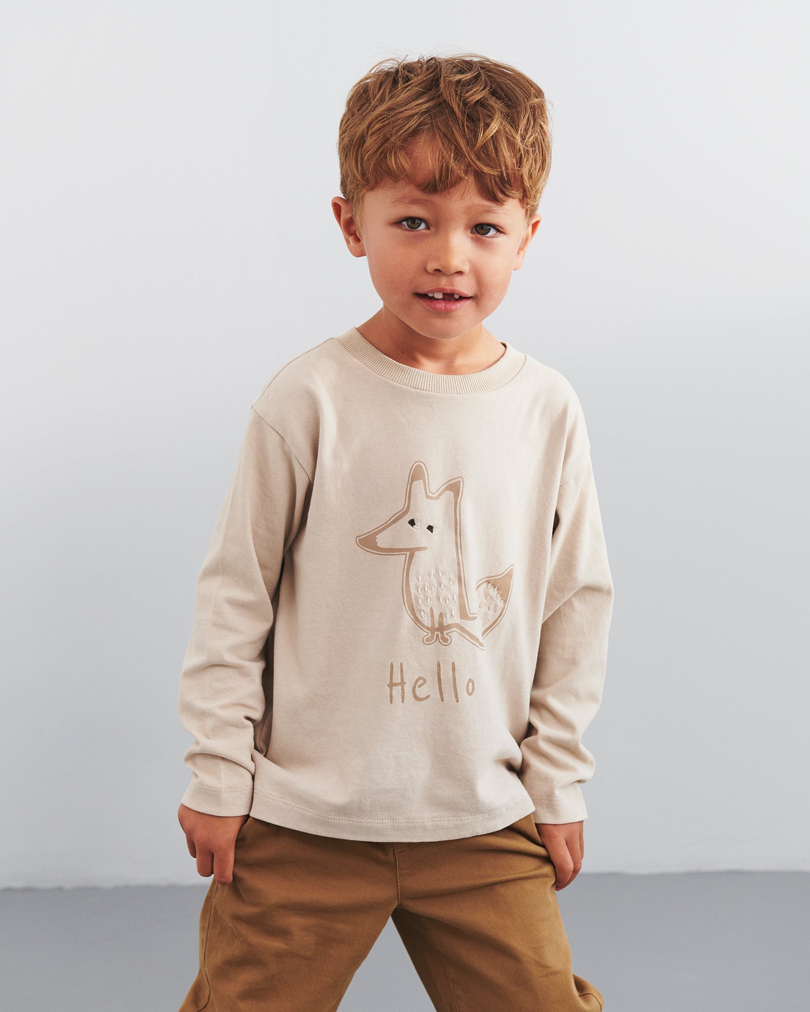 Foxie langærmet T-shirt - Kids - Beige