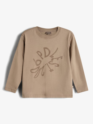 Warp Text langærmet T-shirt - Kids - Dark Beige