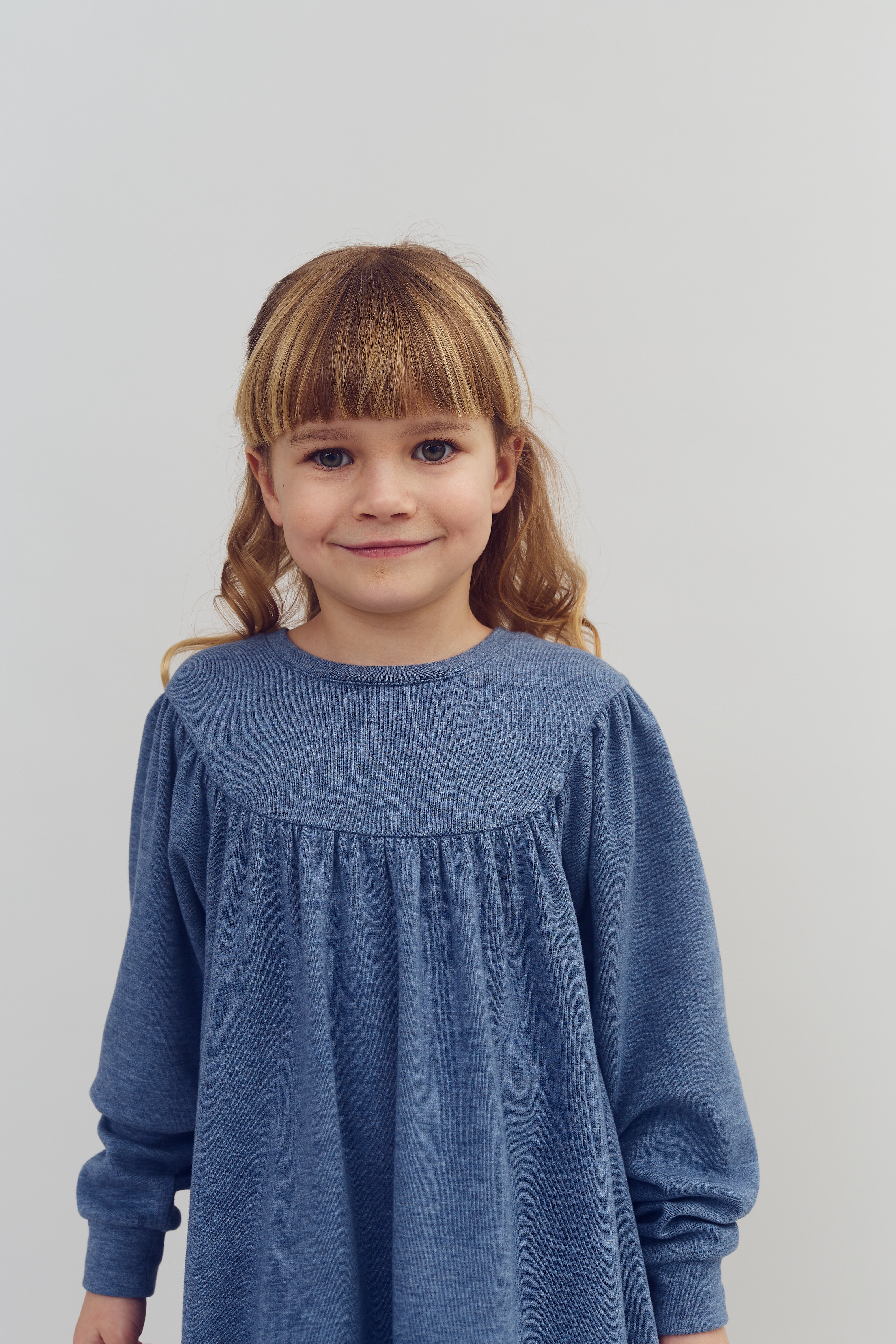 Kjole i plysjersey - Kids - Blue Melange