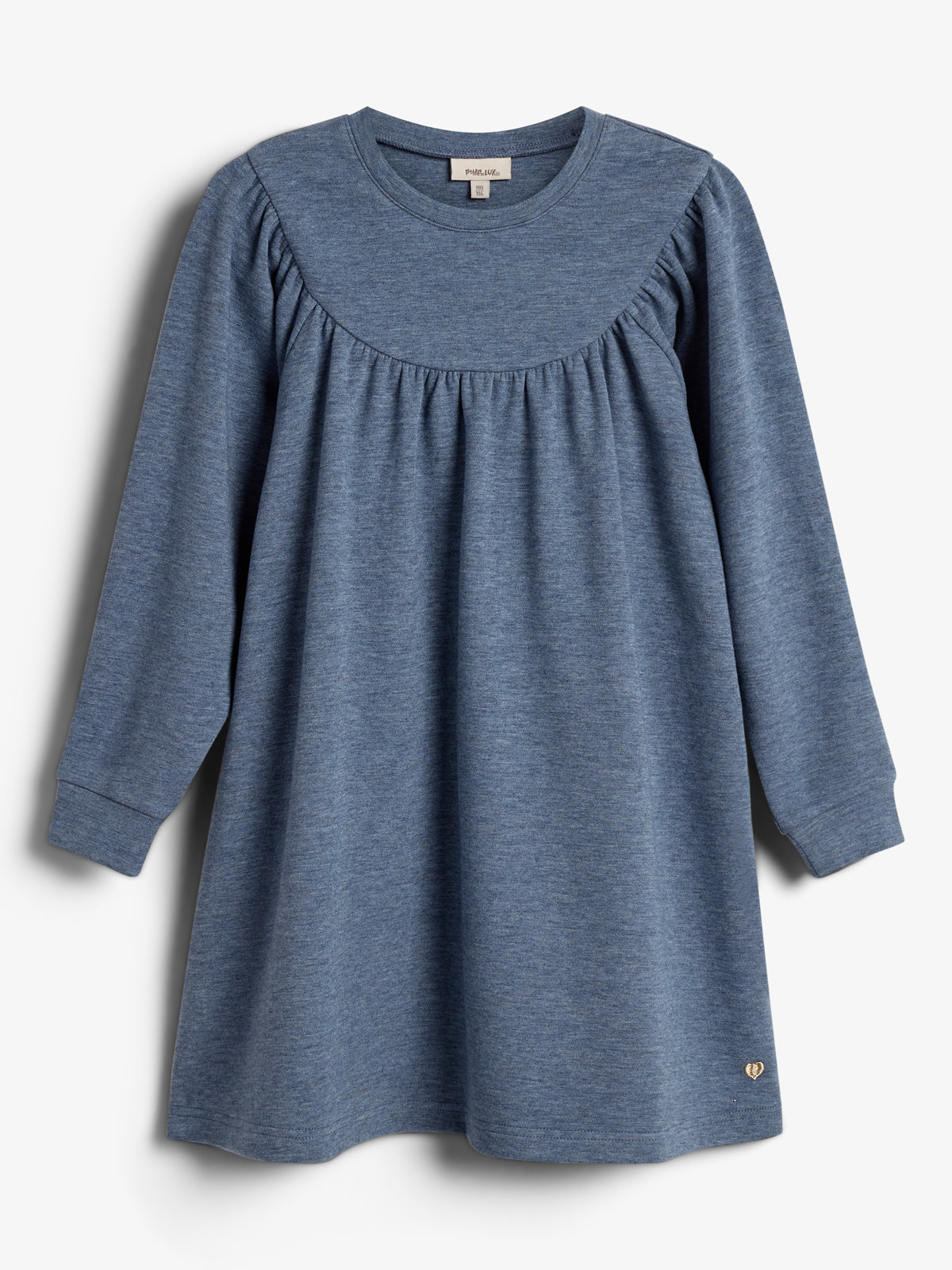 Kjole i plysjersey - Kids - Blue Melange