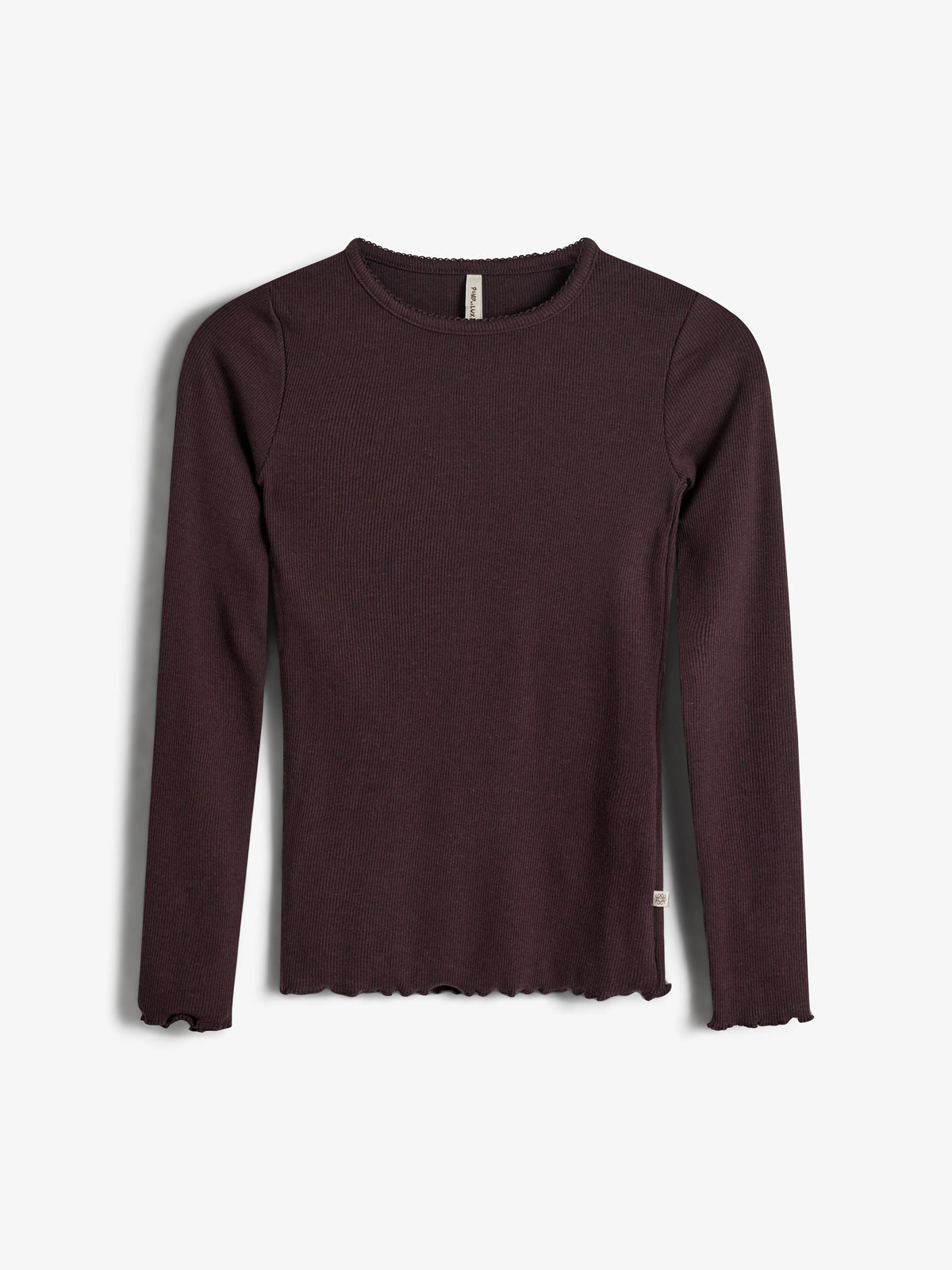 Basic Modal langærmet Rib T-shirt - Kids - Dark Purple
