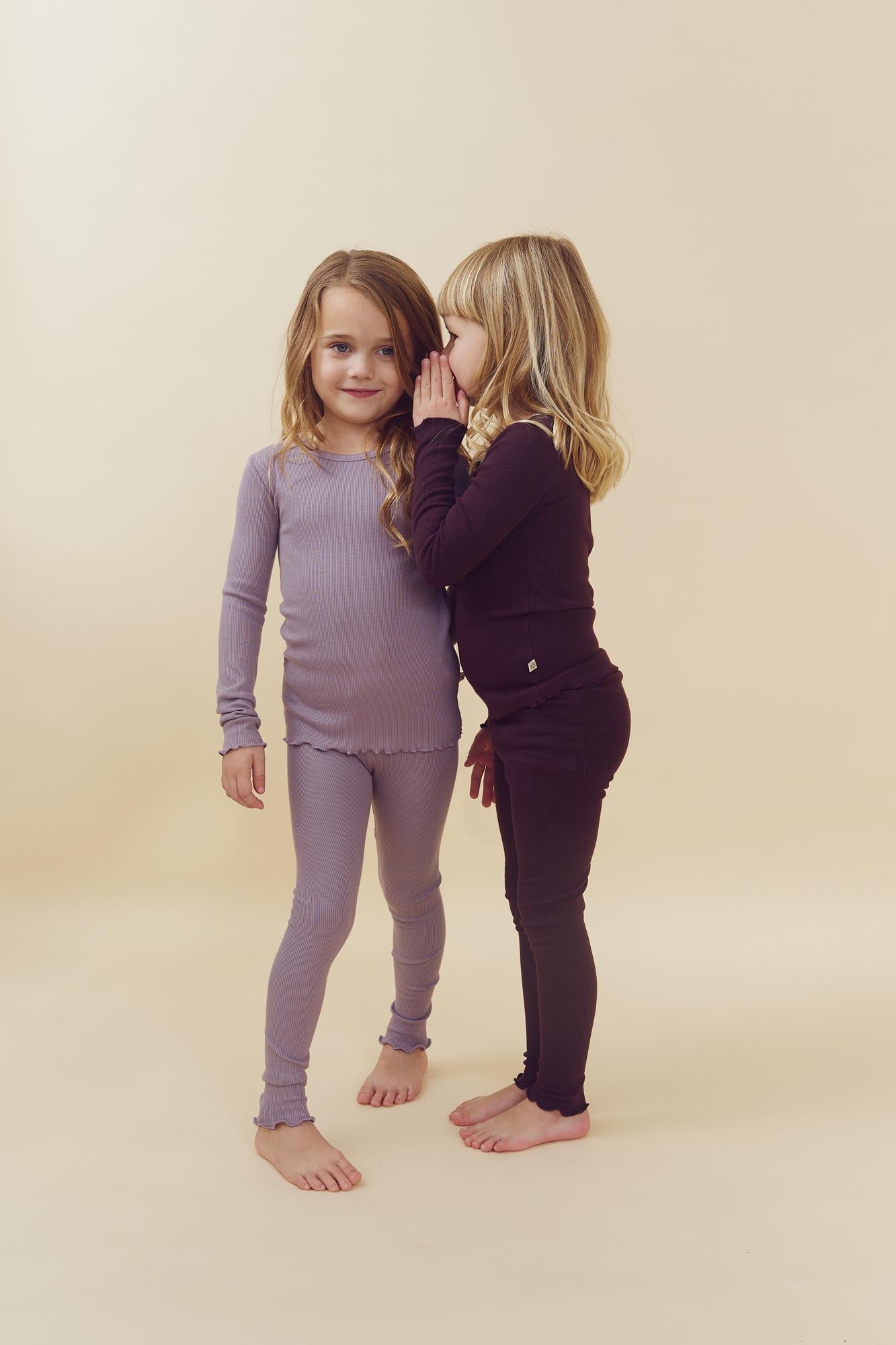 Basic Modal Rib Leggings - Kids - Dark Purple