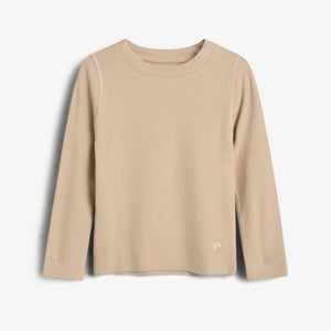 Langærmet Basic Rib T-shirt - Kids - Beige