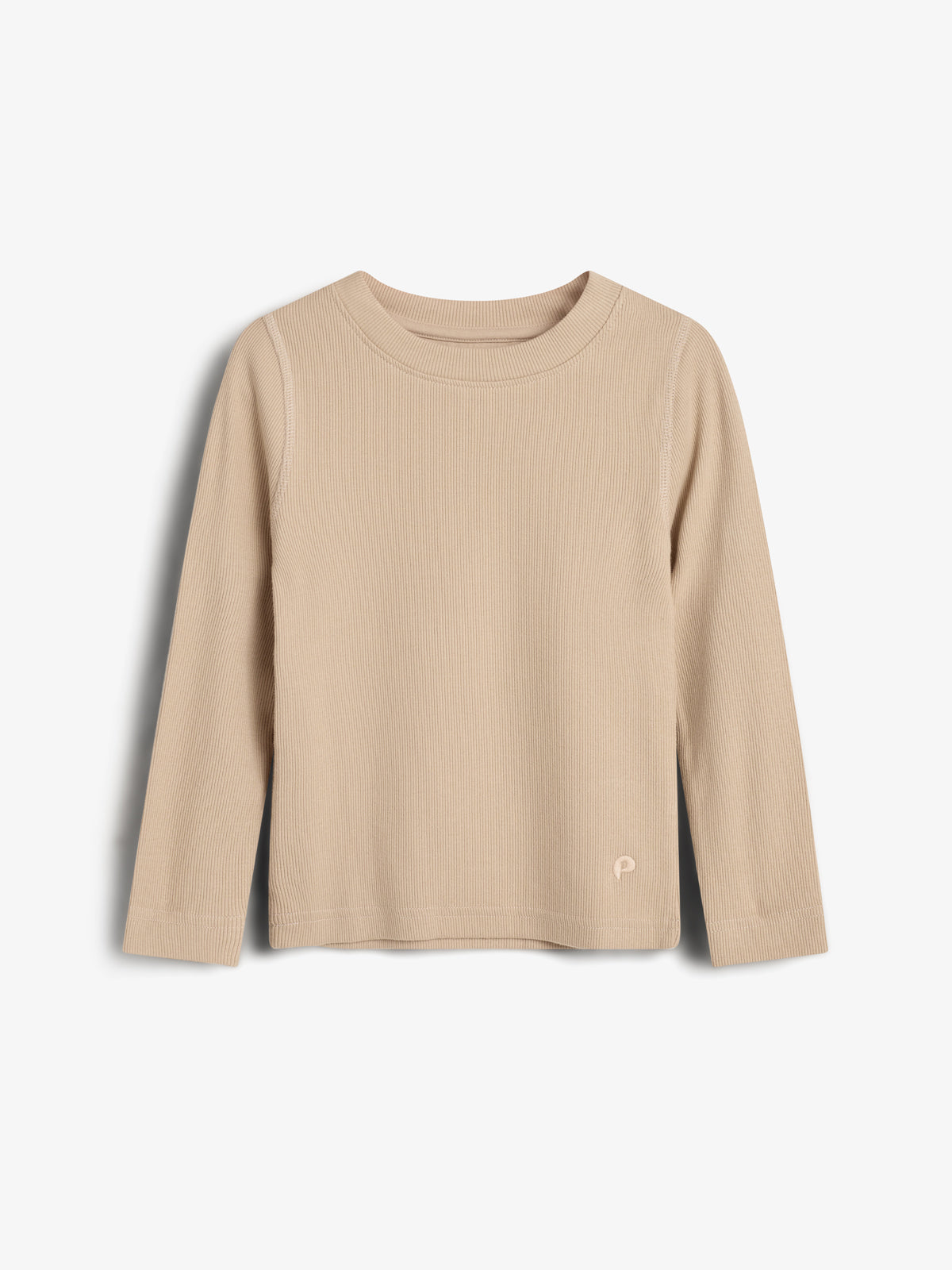 Langærmet Basic Rib T-shirt - Kids - Beige