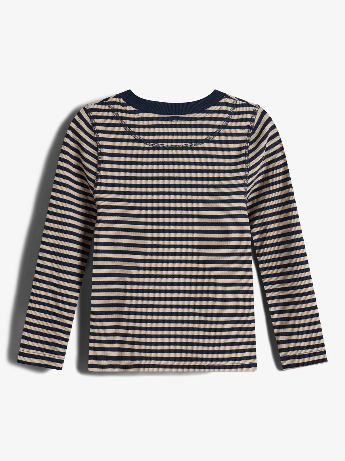 Stribet langærmet Basic Rib T-shirt - Kids - Navy/Beige
