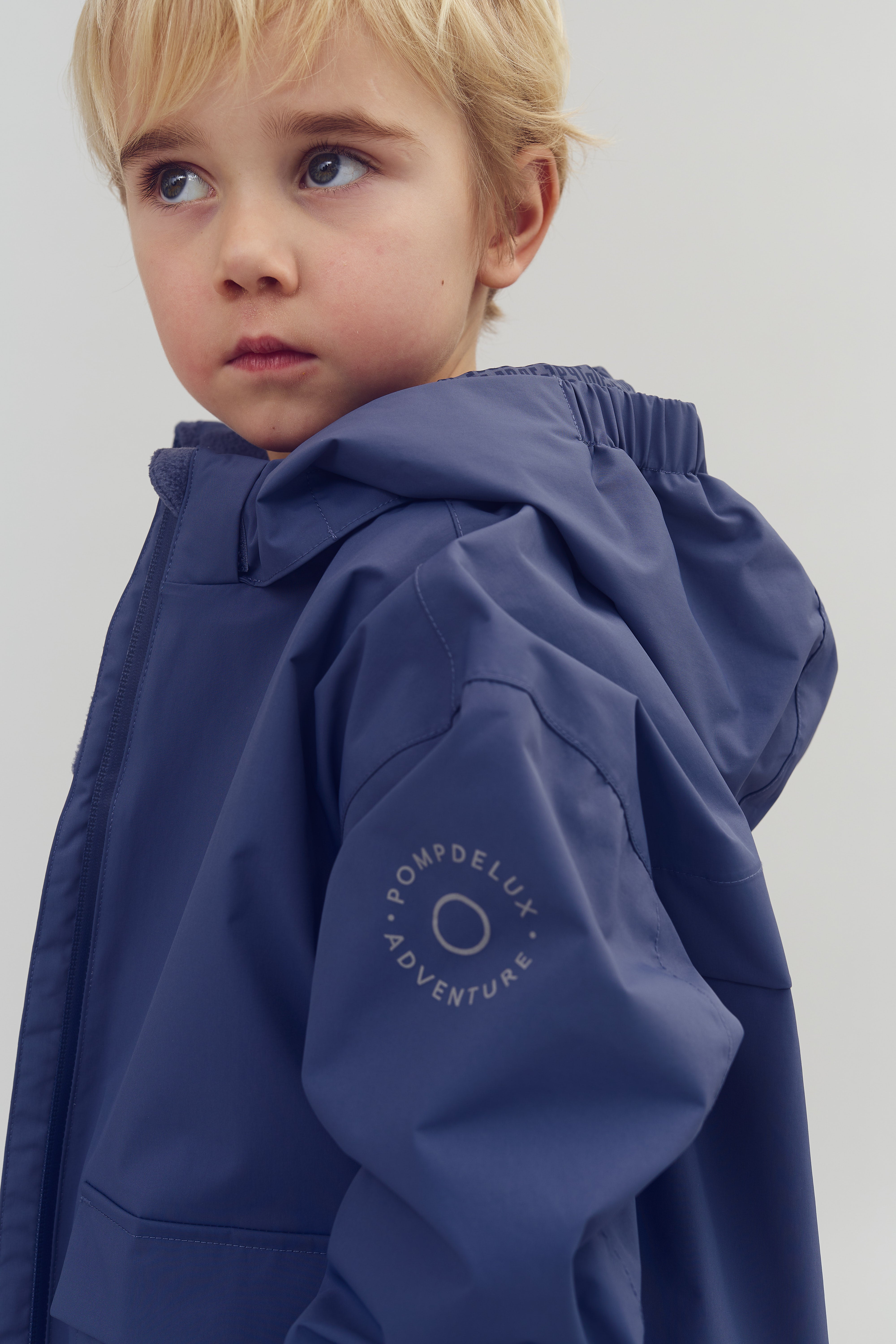 Regnjakke med påsyet lomme - Kids - Vintage Blue