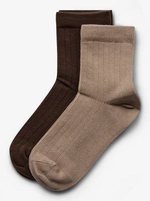 Strømper 2-pak - Kids - Dark Earth/Dark Beige