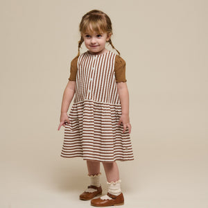 Stribet seersucker kjole - Kids - Brown | 101195 Nadia