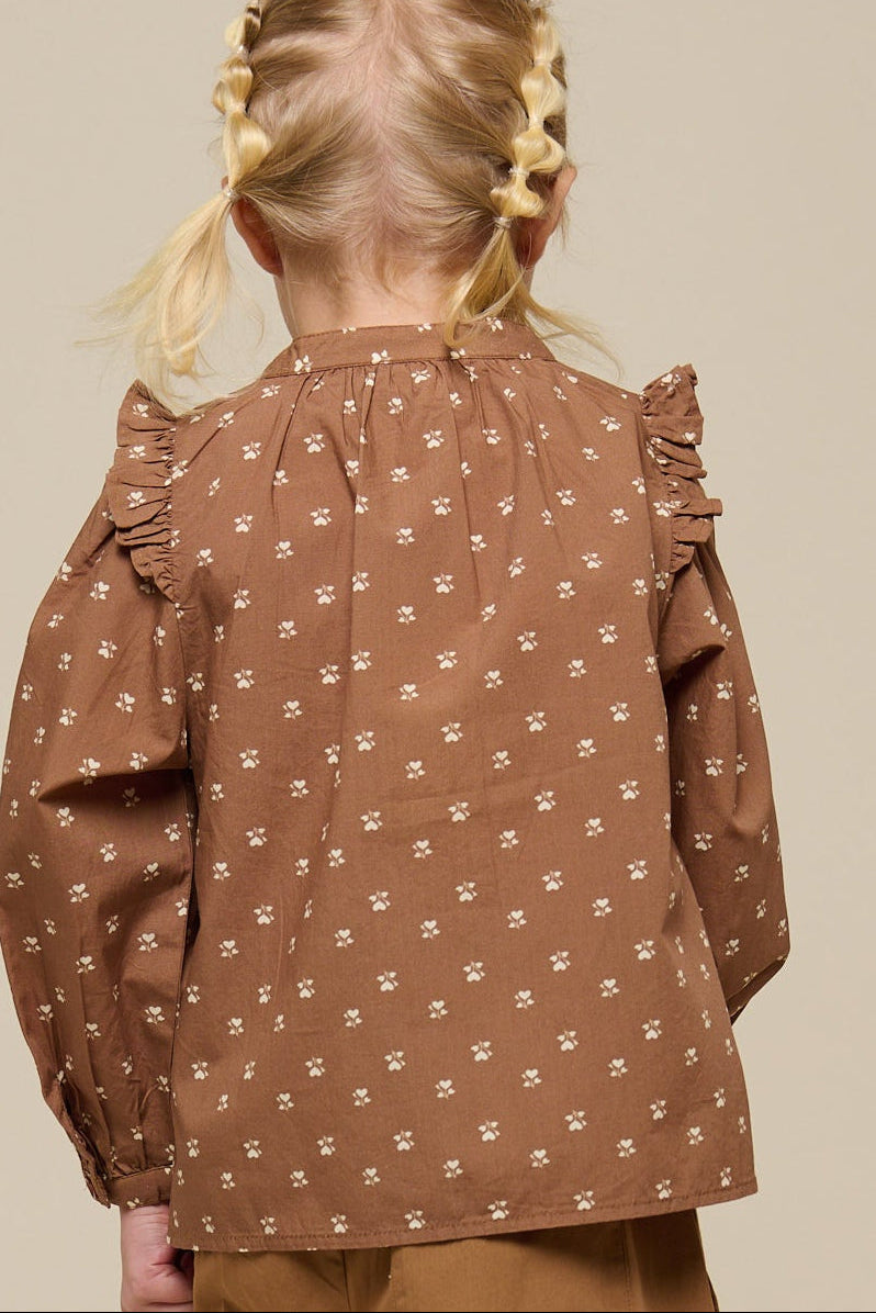 Skjortebluse i printet poplin - Kids - Coconut | 101057 Camilla