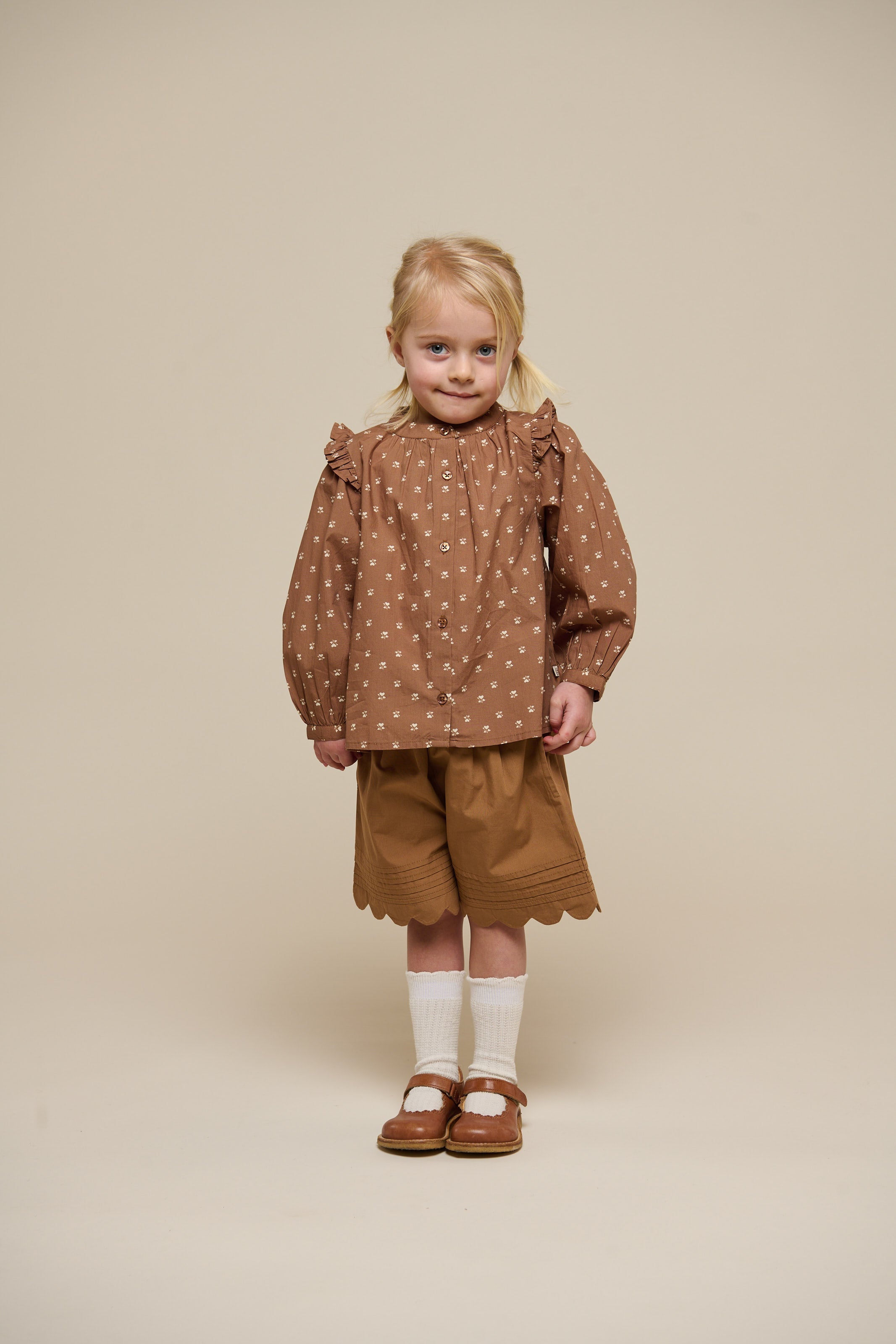 Skjortebluse i printet poplin - Kids - Coconut | 101057 Camilla