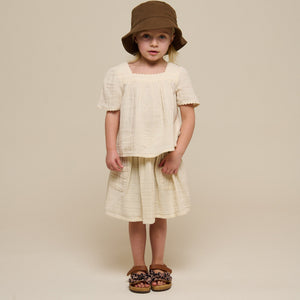 Bluse i musselin med korte ærmer - Kids - Off White | 100918 Jasmine