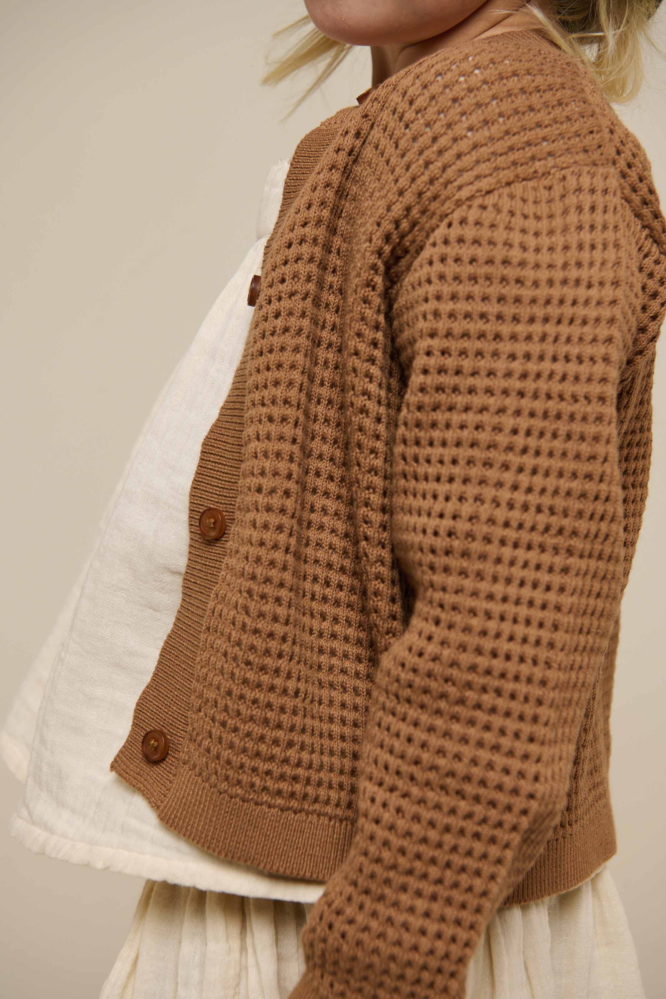 Strikket cardigan i bomuld - Kids - Coconut | 101271 Katie