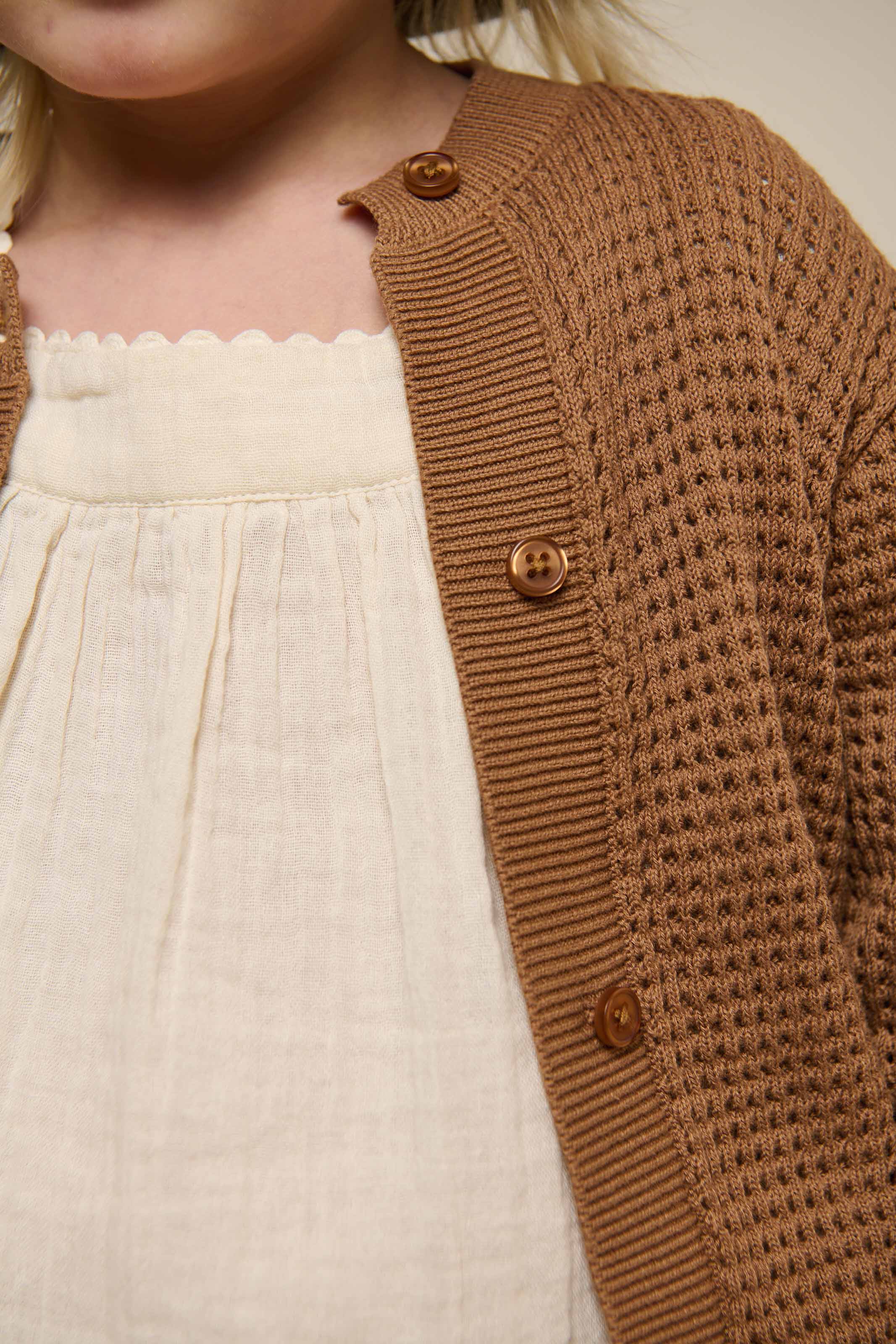 Strikket cardigan i bomuld - Kids - Coconut | 101271 Katie