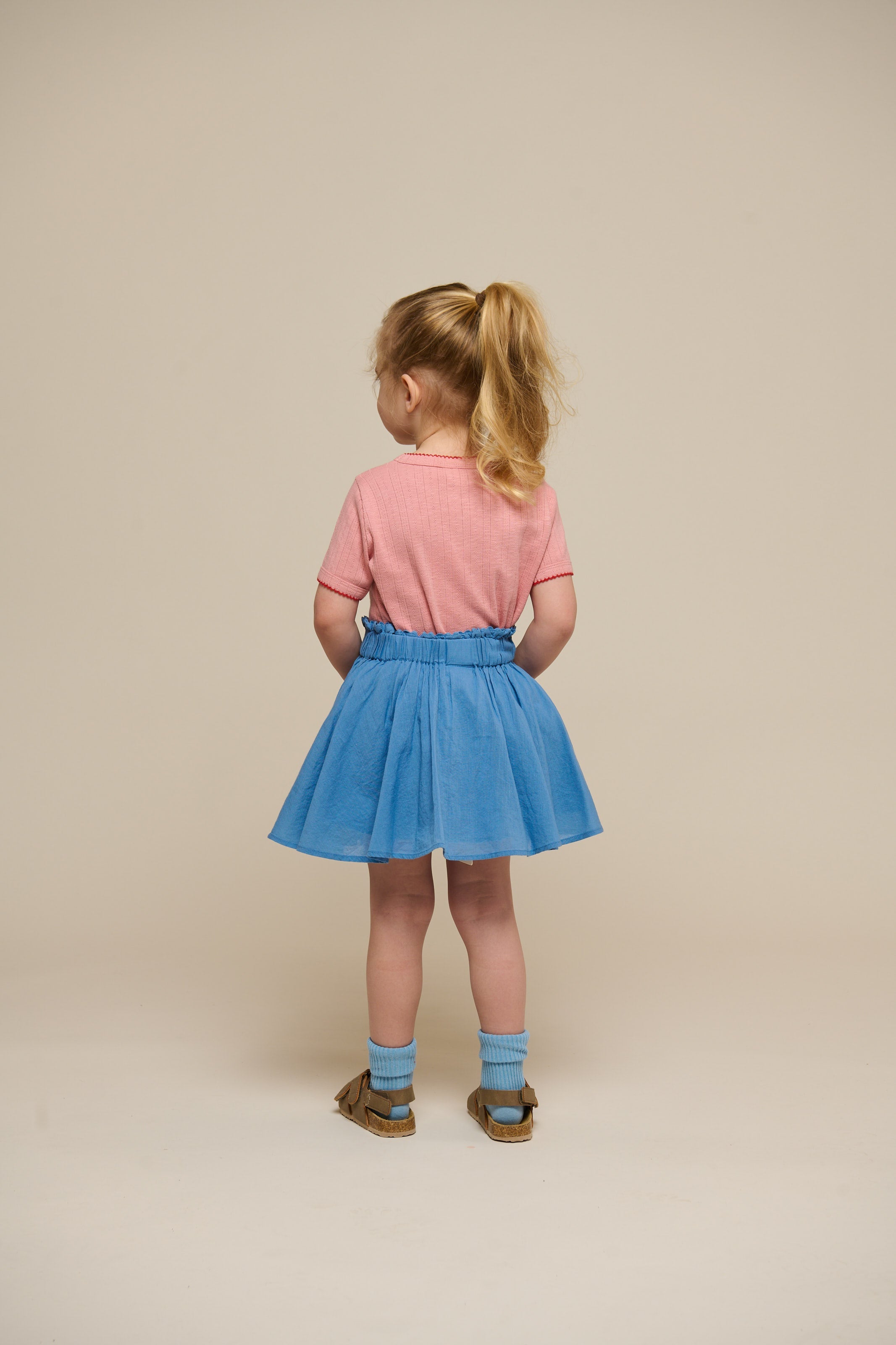 Pointelle T-shirt med kontrast picot - Kids - Rose Tan | 101287 Drew
