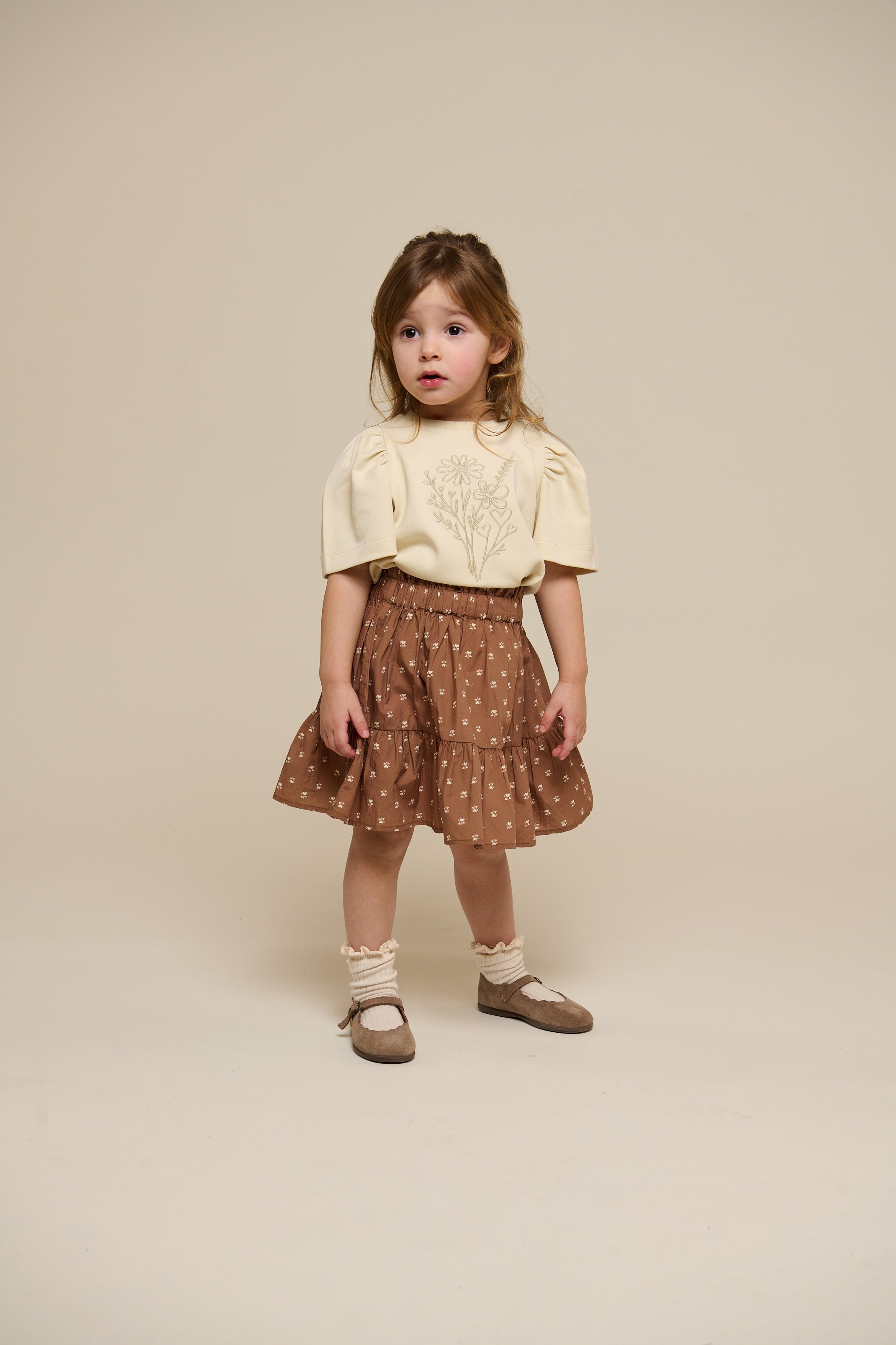 Nederdel i printet poplin - Kids - Coconut | 101055 Camilla