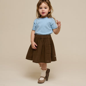 Pointelle T-shirt med kontrast picot - Kids - Powder Blue | 101285 Drew