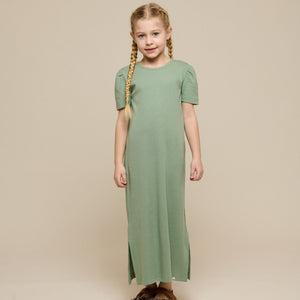 Lang T-shirt-kjole i modalrib - Tween - Dusty Green | 101295 Lottie