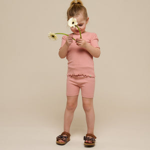 Korte tights i modalrib - Kids - Rose Tan | 101314 Lottie