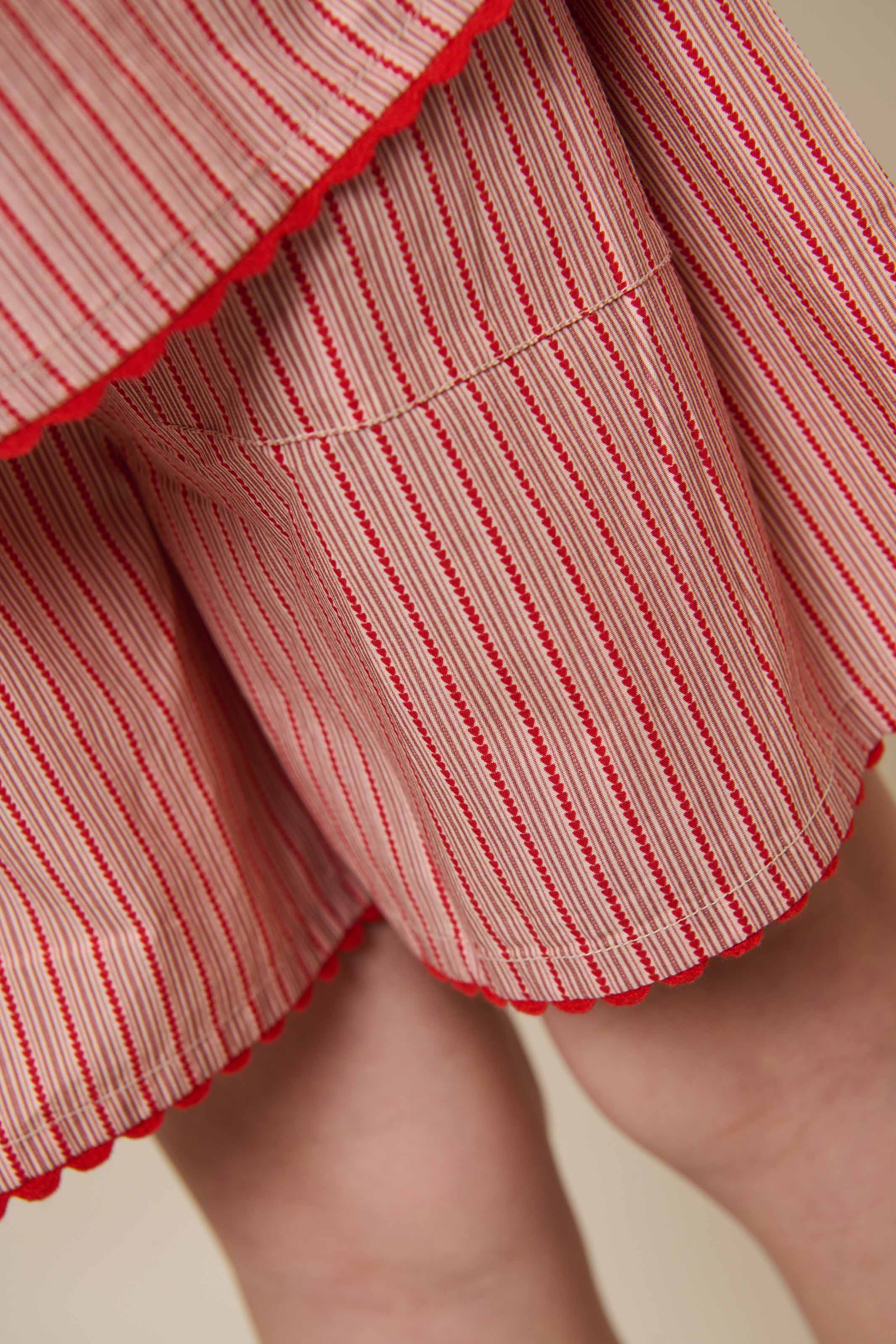 Stribet poplin sæt med skjorte og shorts - Tween - Old Rose/Cherry Red | 100947 Olivia