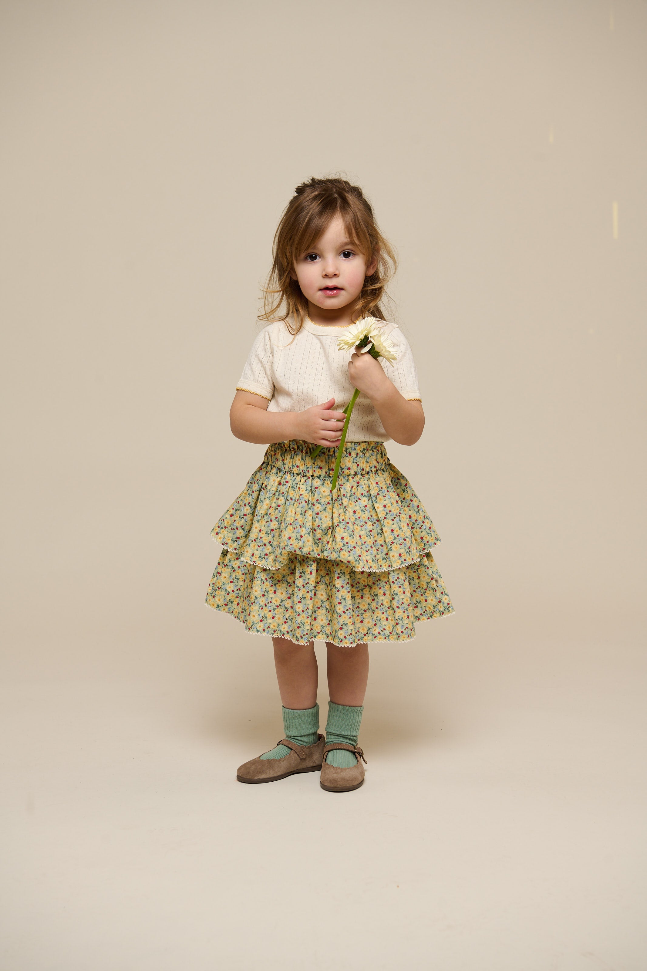 Pointelle T-shirt med kontrast picot - Kids - Offwhite | 101289 Drew