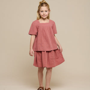 Bluse i musselin med korte ærmer - Tween - Old Rose | 100921 Jasmine