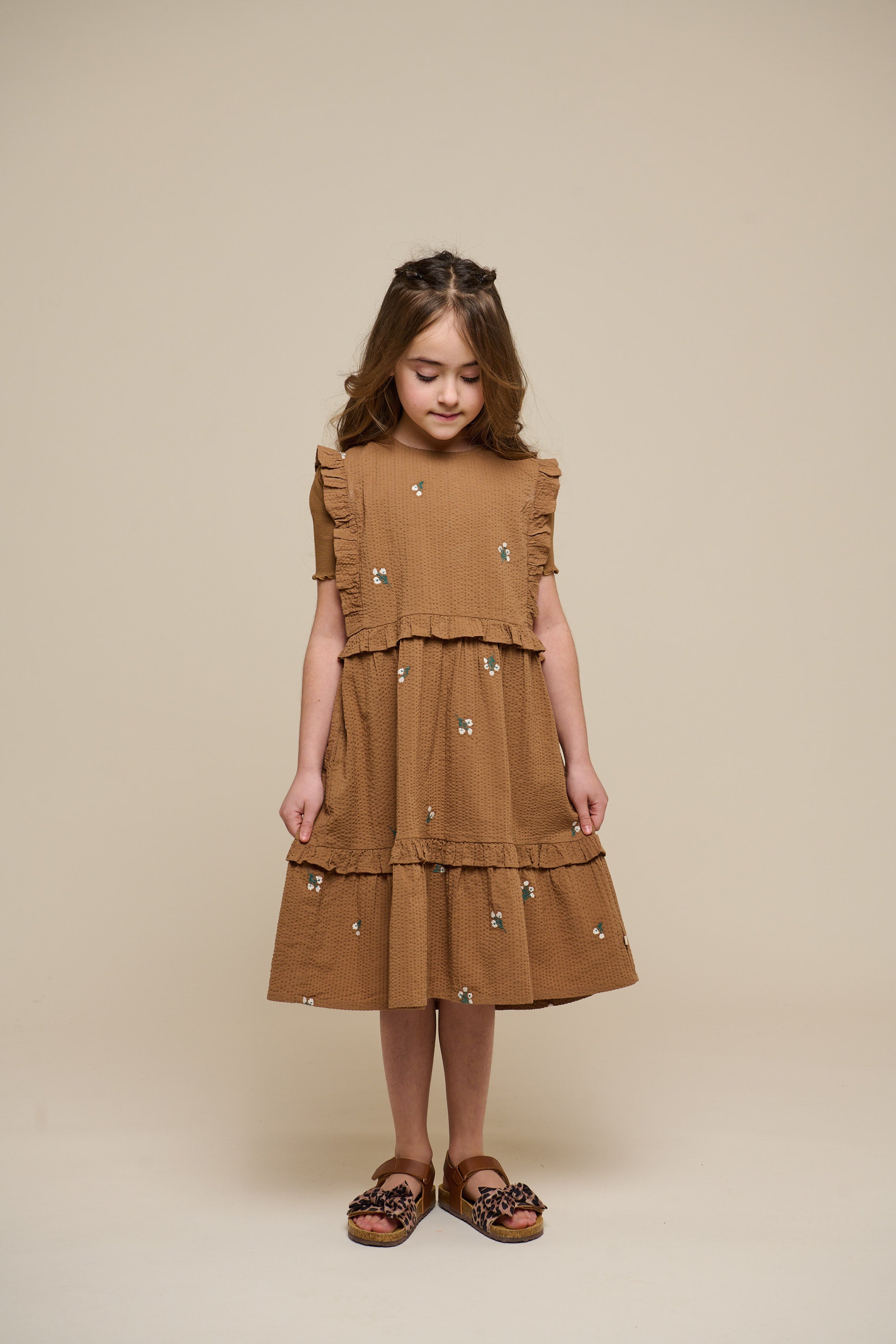 Broderet seersucker kjole - Tween - Coconut | 100979 Nora