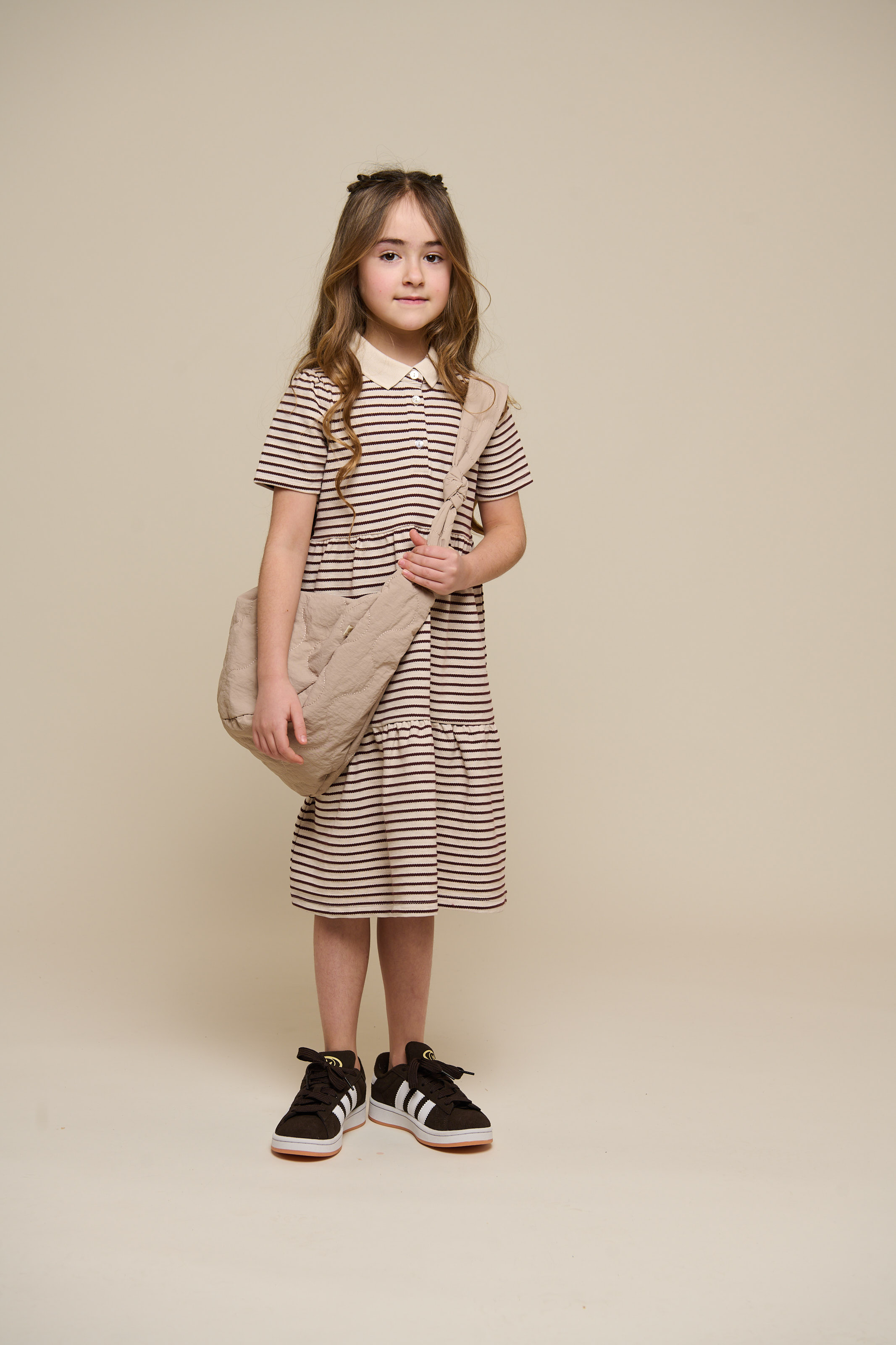 Stribet jersey kjole - Tween - Brown | 101011 Emmie