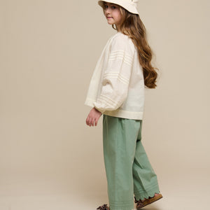 Poplinbukser med muslingekant - Tween - Dusty Green | 101080 Joy