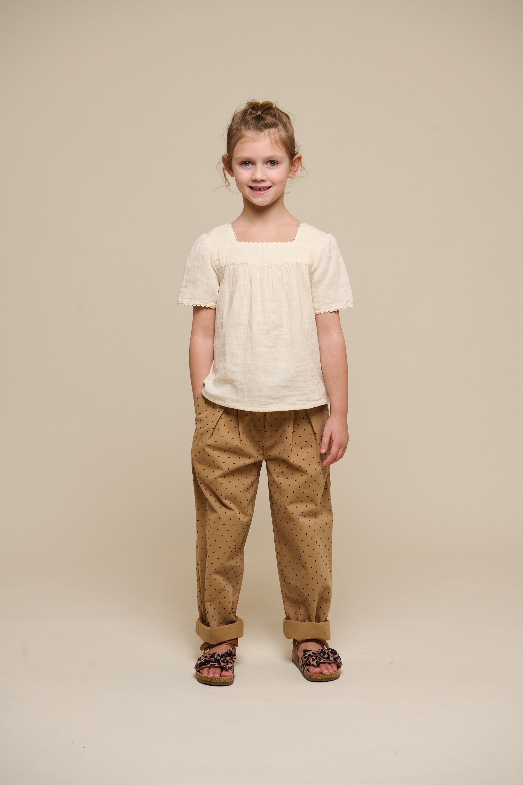 Twill-Bukser med prikker - Tween - Beige | 100615 Iris