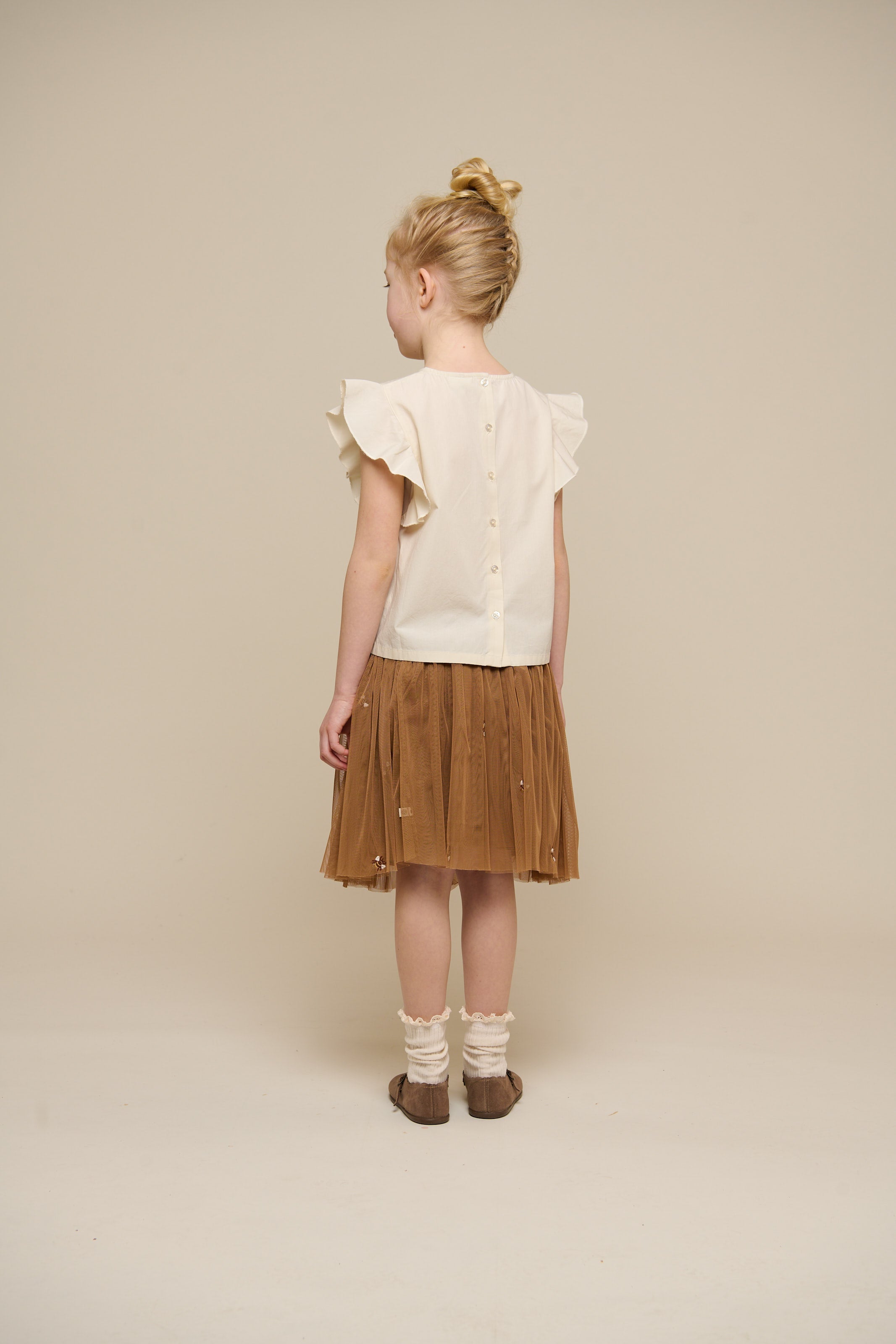 Poplinbluse med broderi - Tween - Offwhite | 101074 Barbara