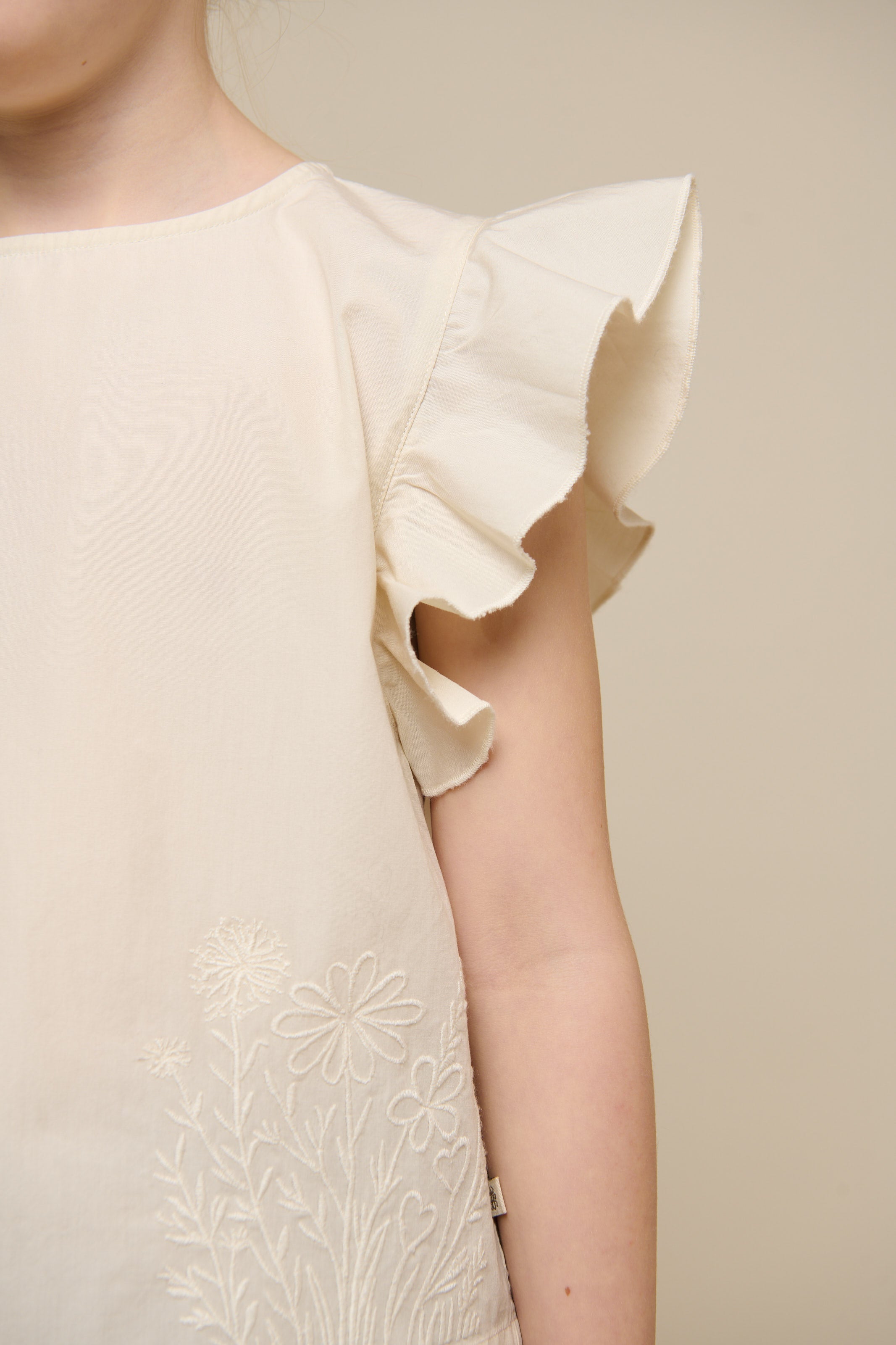 Poplinbluse med broderi - Tween - Offwhite | 101074 Barbara