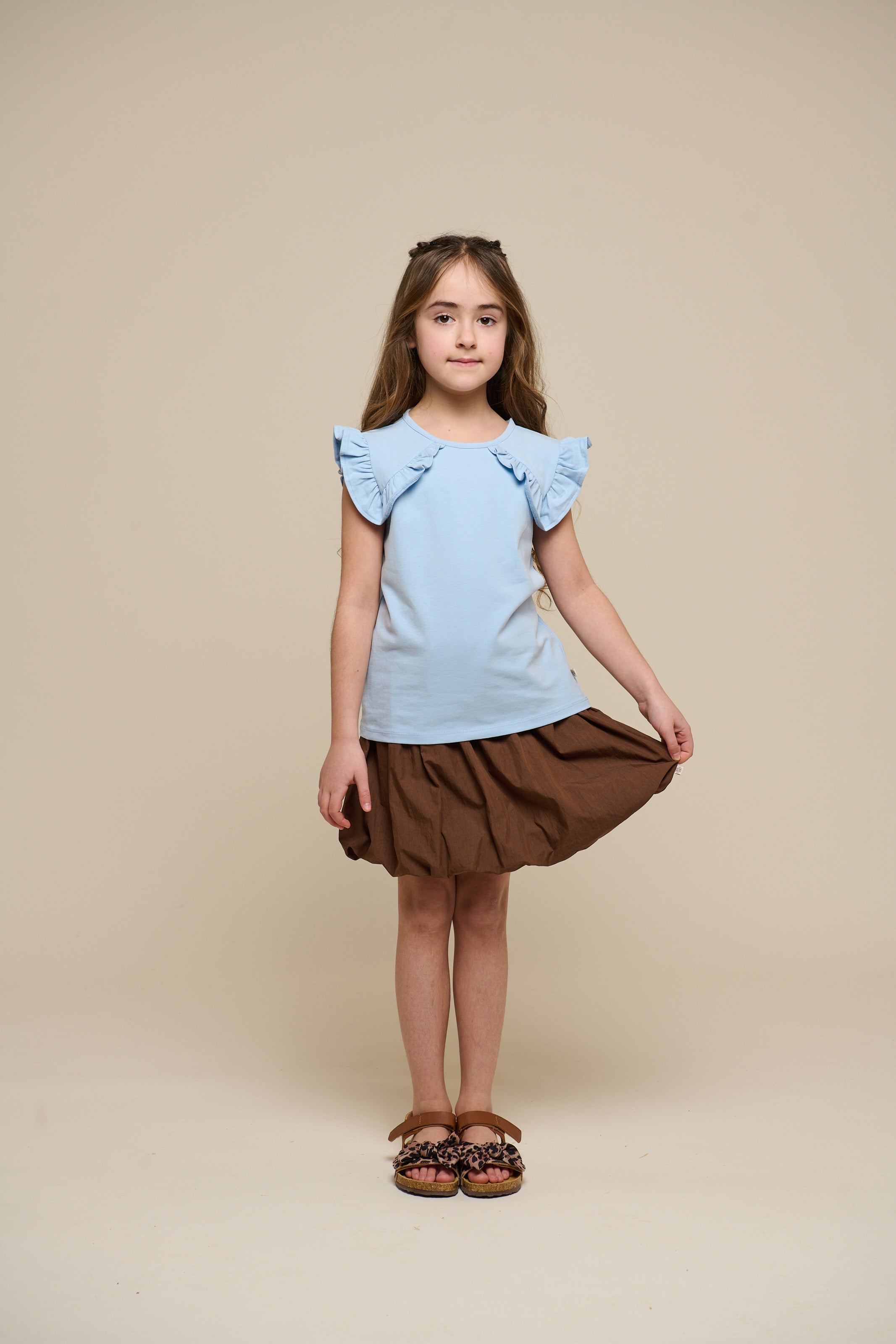Jersey top med flæse - Tween - Powder Blue | 101268 Selma