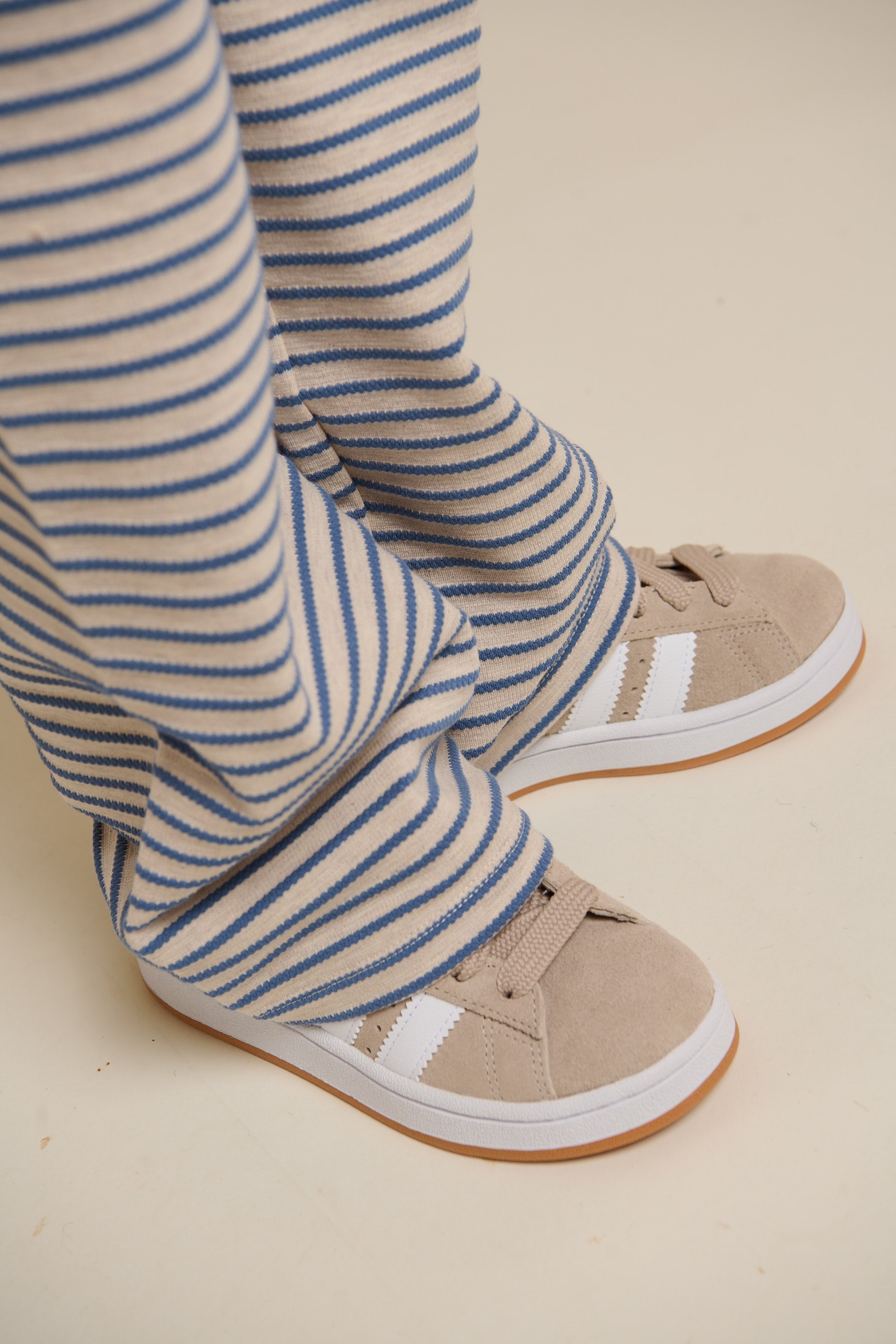 Stribede jersey bukser med vide ben - Tween - Blue | 100998 Emmie