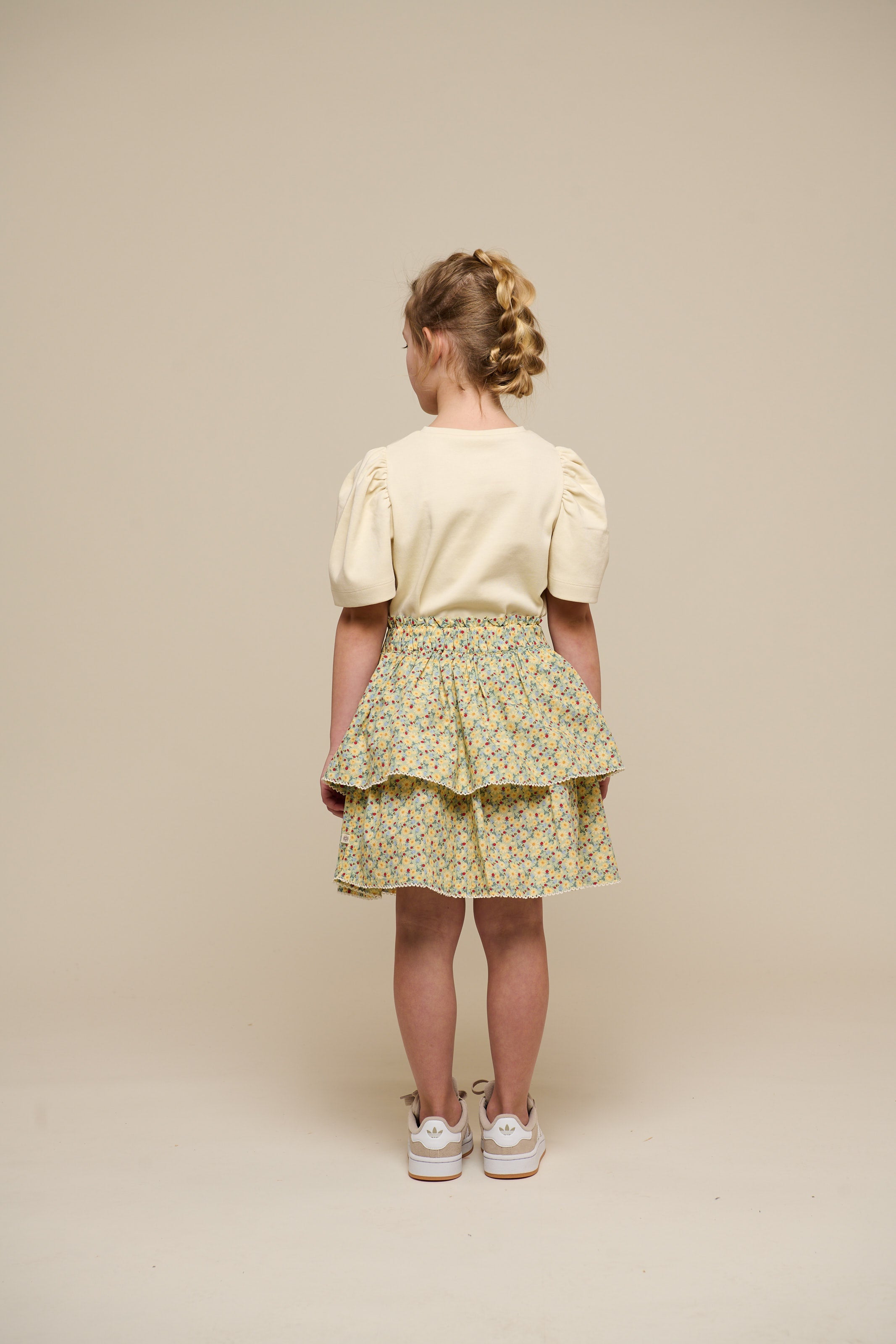 Poplinnederdel med blomsterprint og flæse - Tween - Green | 100955 Poppy