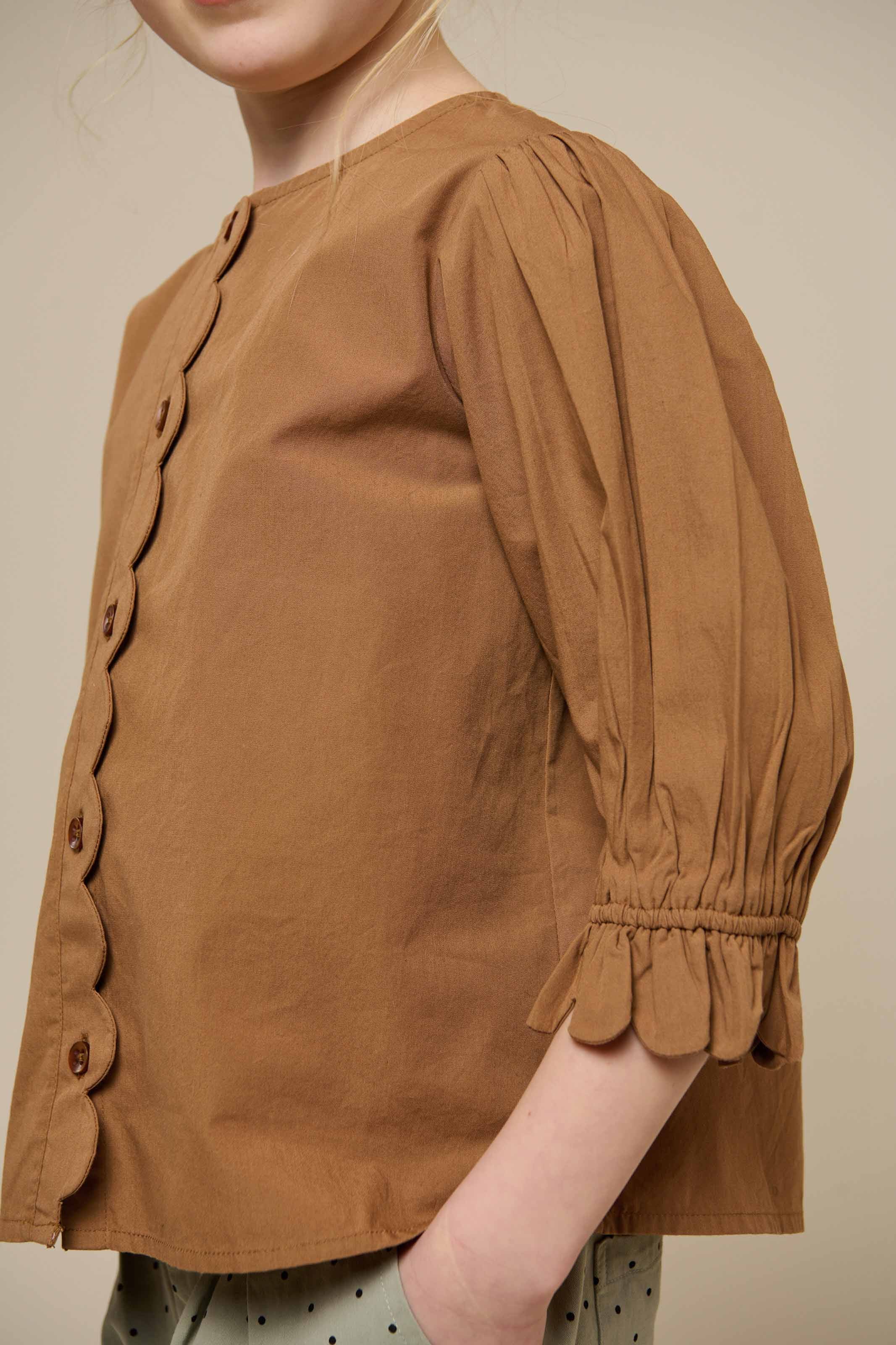 Poplinbluse med muslingekant - Tween - Coconut | 101077 Joy