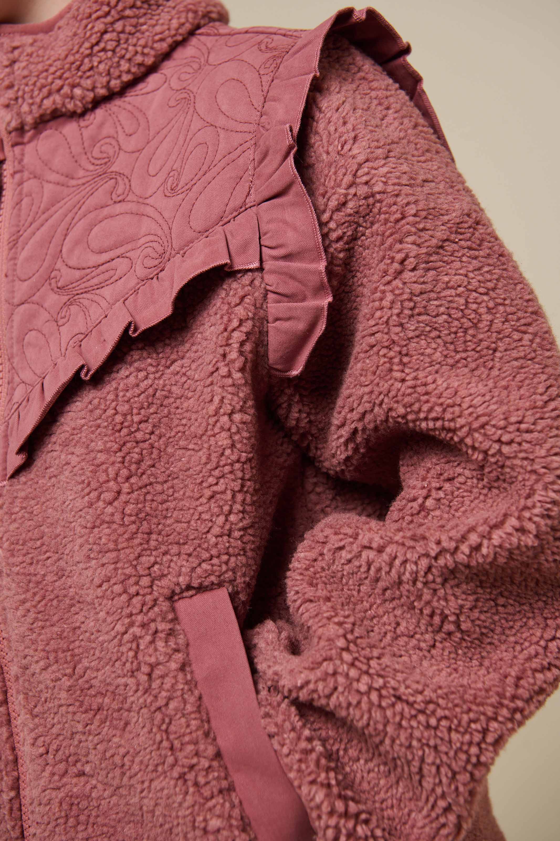 Teddyjakke med lynlås og flæser - Tween - Old Rose | 100637 Madison