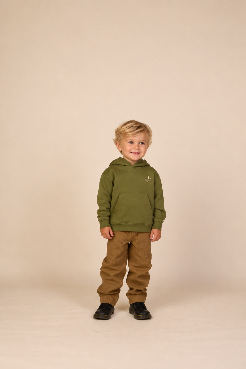 Hoodie med smiley broderi Kids - Moss Green | 101581 Andrew