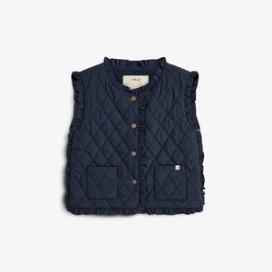 Vatteret vest med flæser - Tweens - Navy
