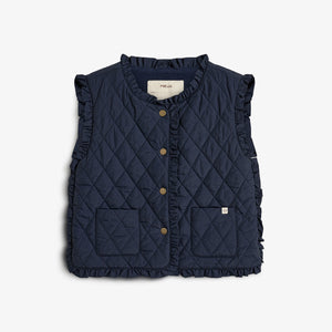 Vatteret vest med flæser - Kids - Navy