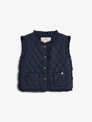 Vatteret vest med flæser - Kids - Navy