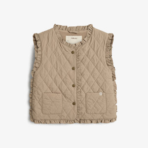 Vatteret vest med flæser - Kids - Dark beige