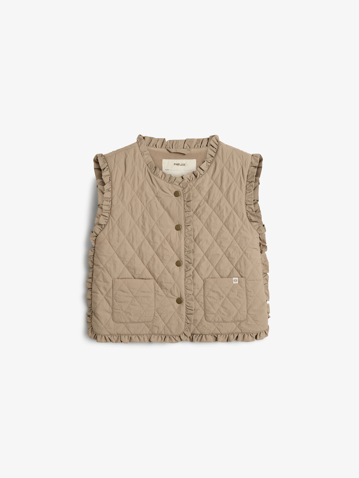 Vatteret vest med flæser - Tweens - Dark beige