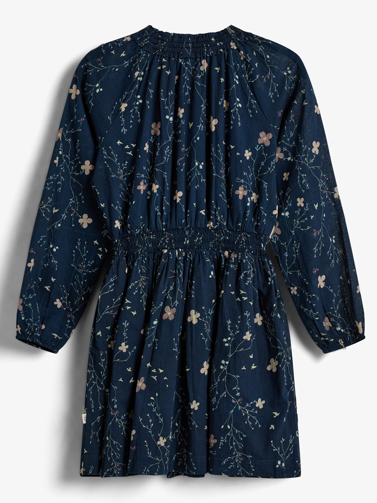 Smock-kjole med blomsterprint i taljen - Tweens - Blue/Rose