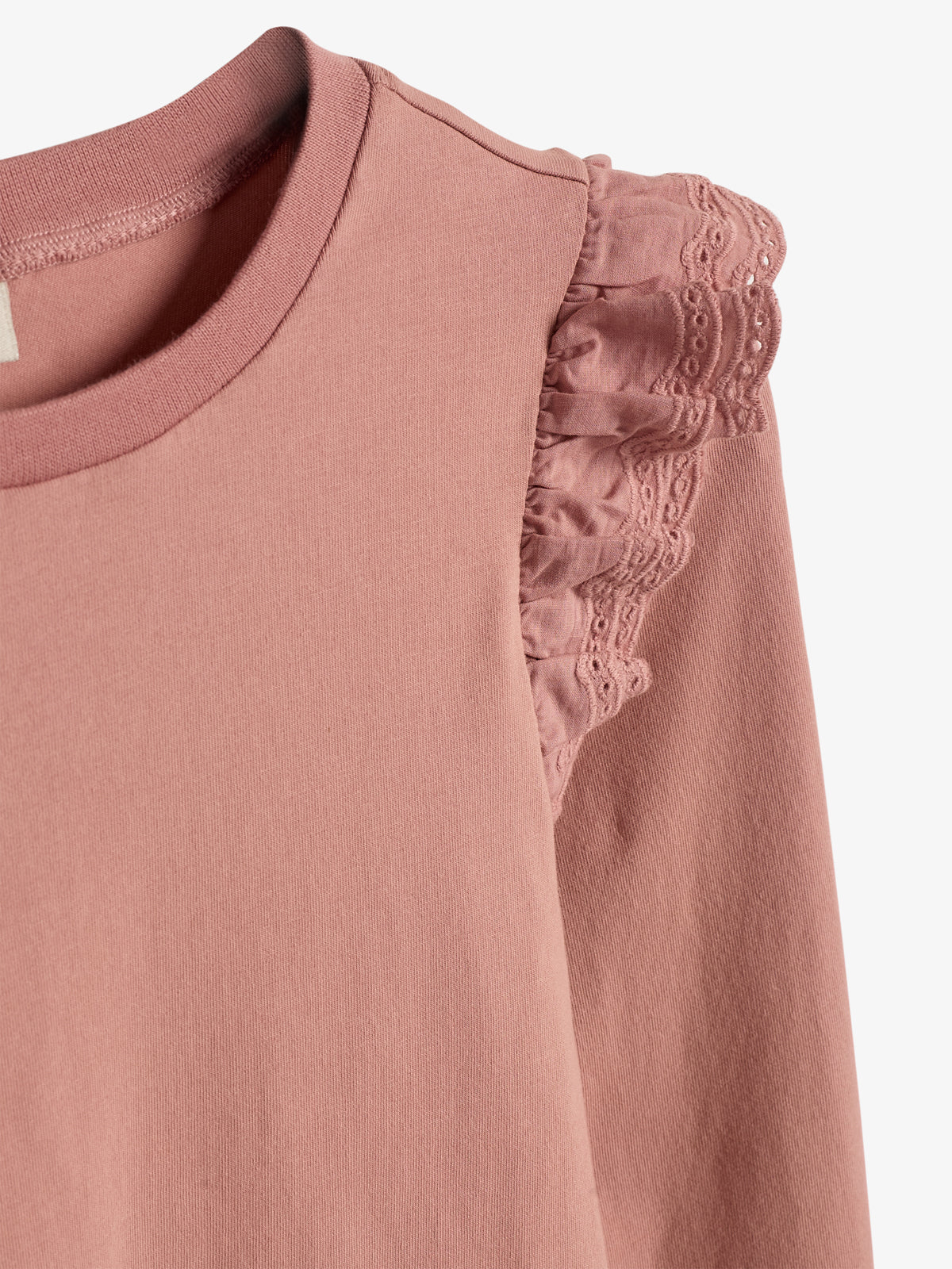 Jerseybluse med flæseærmer - Tweens - Dusty Rose