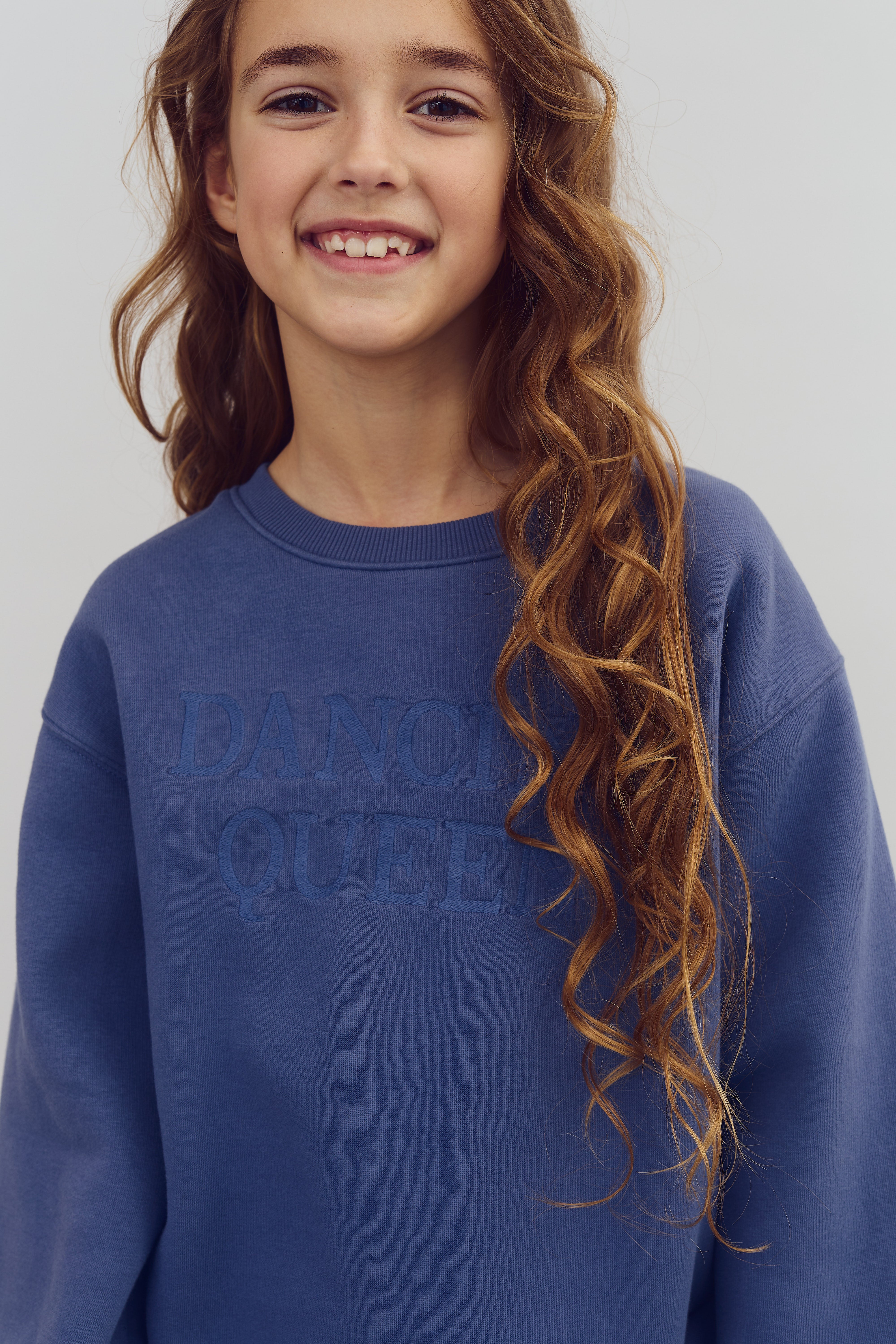 Oversized sweatshirt med broderi - Tweens - Vintage Blue