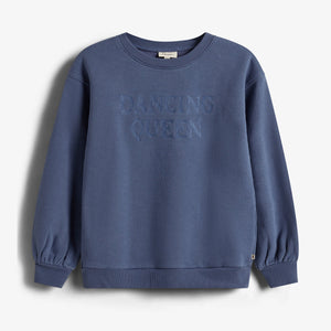 Oversized sweatshirt med broderi - Tweens - Vintage Blue
