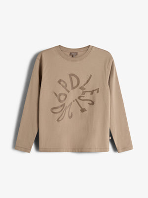 Warp Text langærmet T-shirt - Tweens - Dark Beige