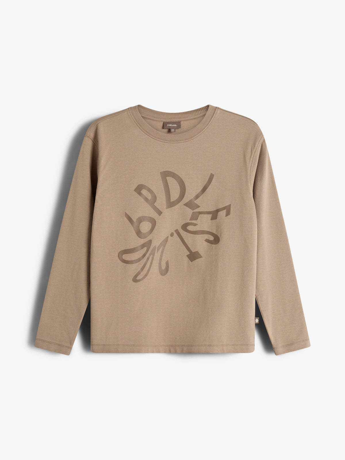 Warp Text langærmet T-shirt - Tweens - Dark Beige