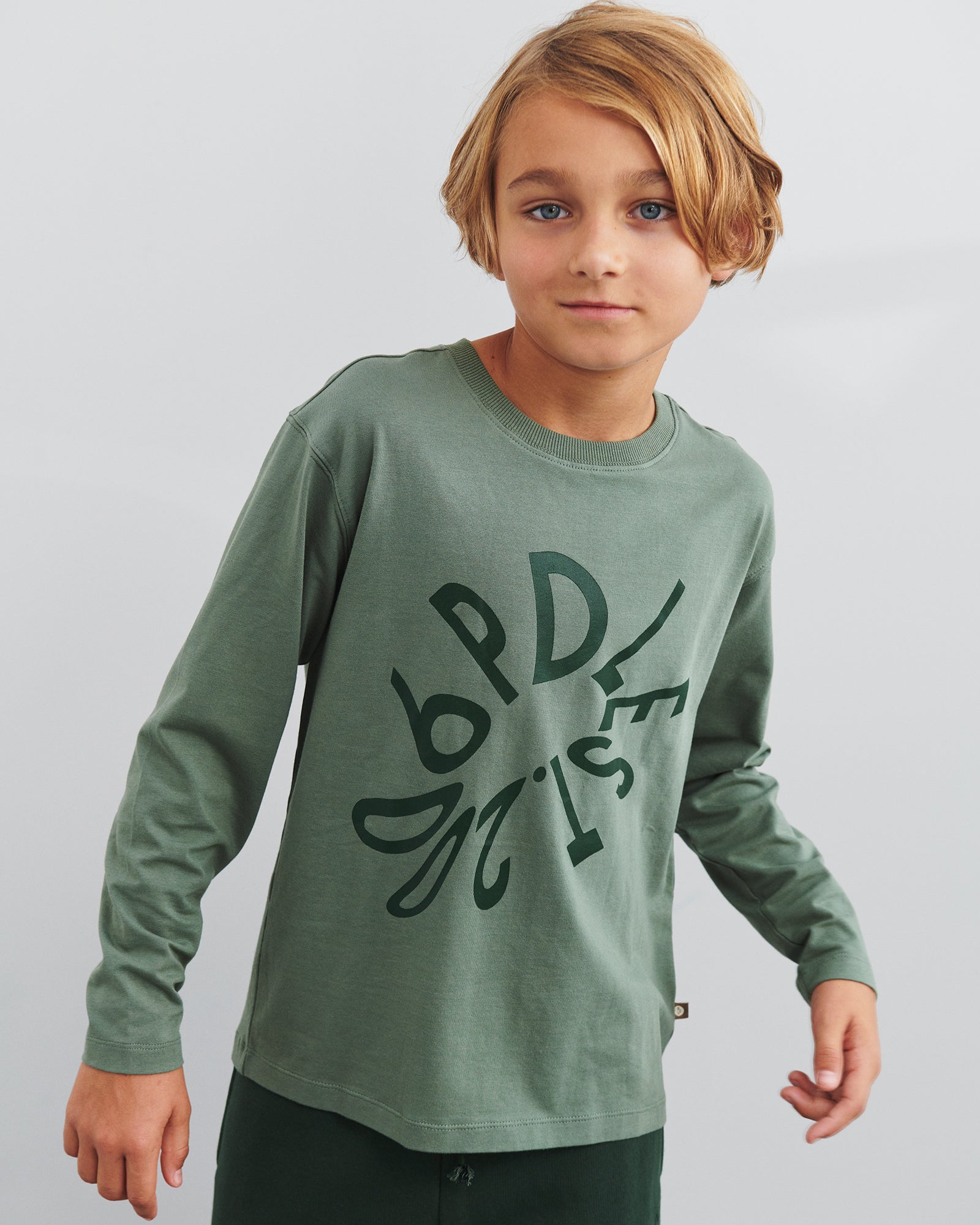 Warp Text langærmet T-shirt - Tweens - Green